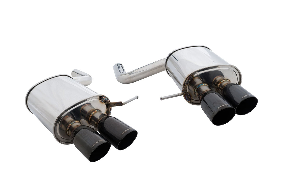 Supremo Exhaust System for BMW F10 2011+ (535i w/ M-Sport Bumper) - Black Chrome Rolled Tips - MR-ABE-BF10V2-BC-RR+RL